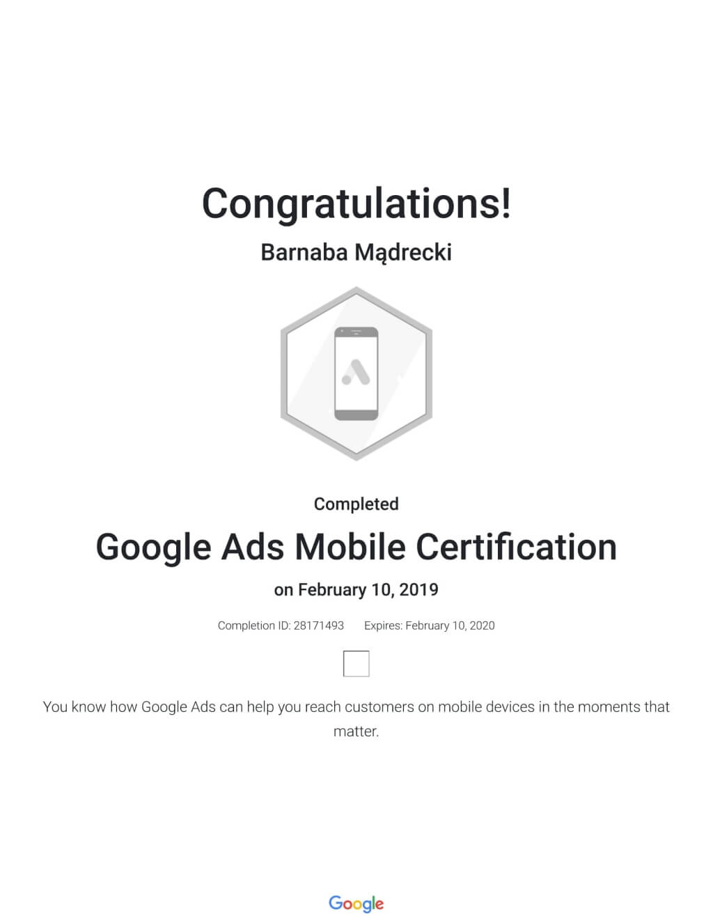 Barnaba Mądrecki: Google Ads Mobile